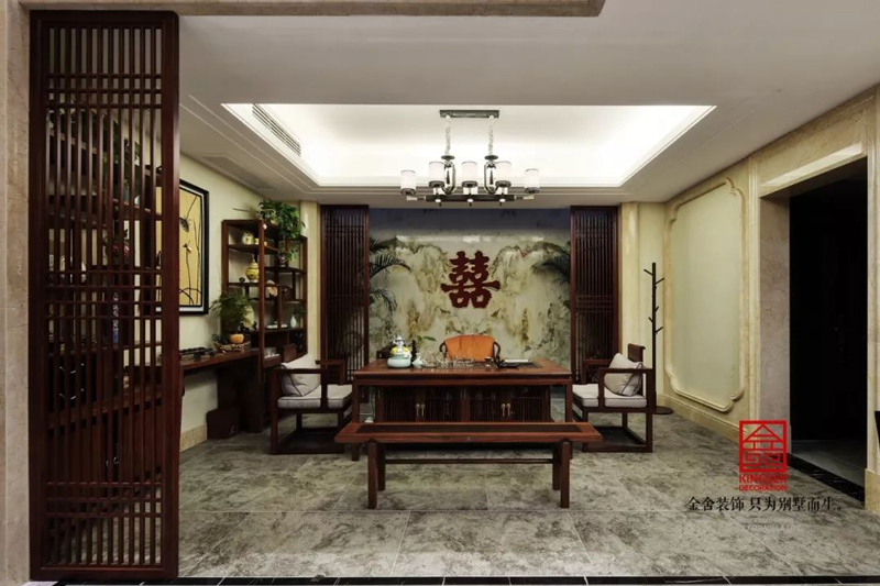原河名墅600㎡新中式風格裝修實景圖案例