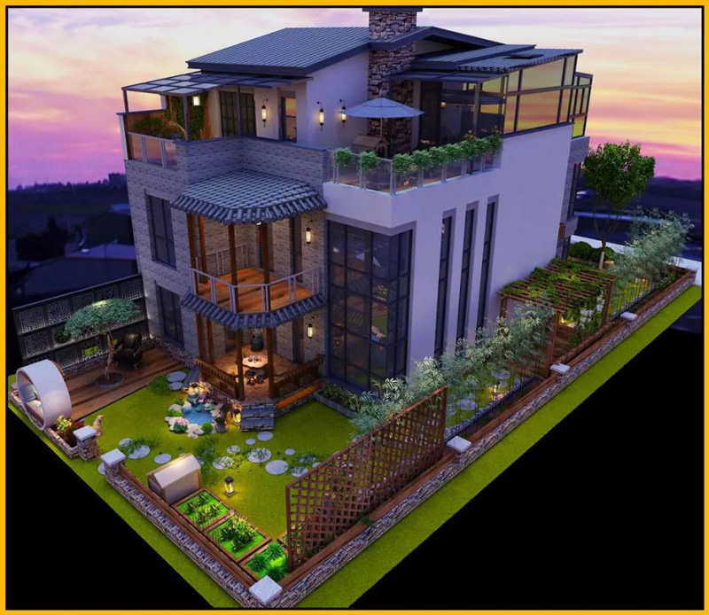 山水清音500㎡新中式風格別墅裝修實景圖