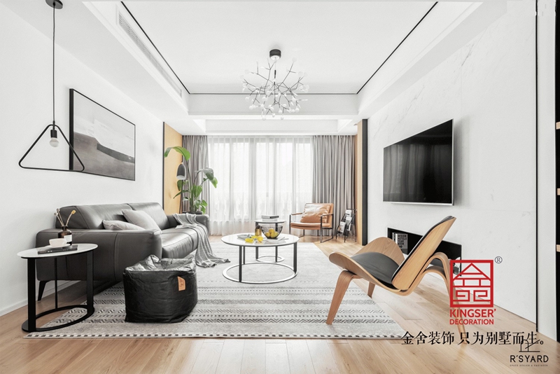 阿爾卡迪亞榮逸院子119平 現代簡約高級灰裝修設計說明案例