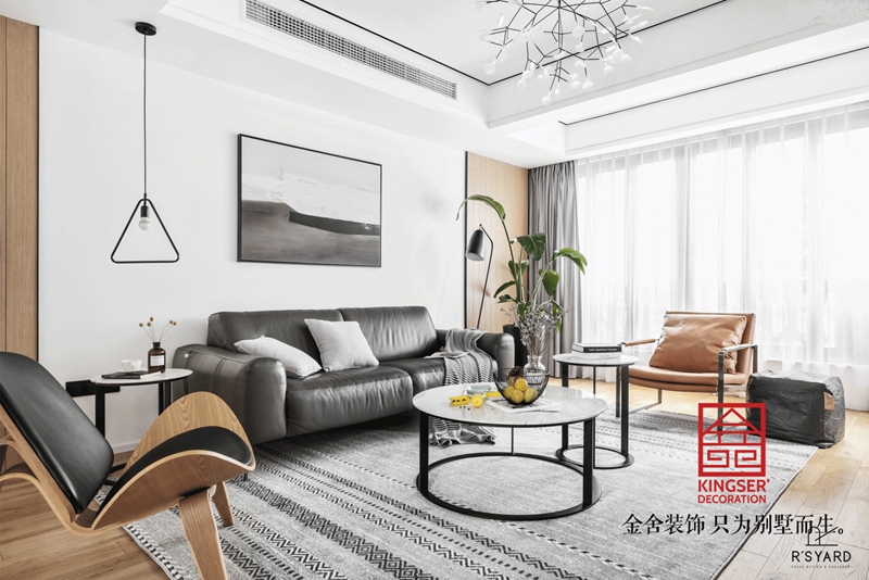 阿爾卡迪亞榮逸院子119平 現代簡約高級灰裝修設計說明案例