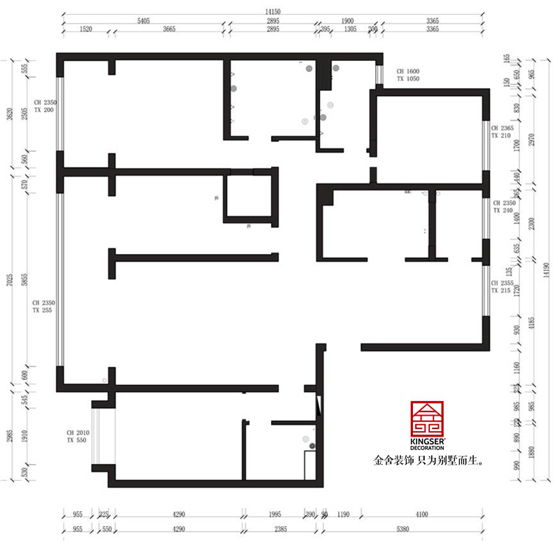 融創中心-217平米-原始戶型圖