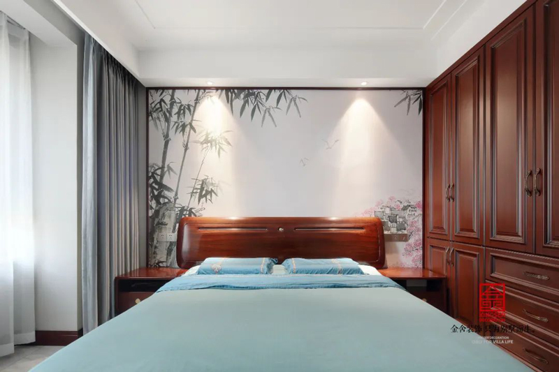 保利拉菲150㎡新中式風格臥室設計實景圖