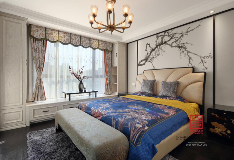 珺合府180平新中式風格臥室實景圖