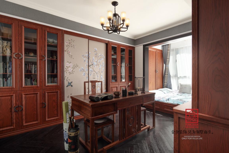 珺合府180平新中式風格書房實景圖