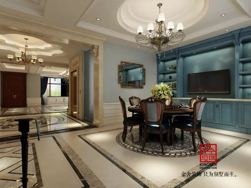 自建別墅800㎡裝修設計簡約美式餐廳實景圖