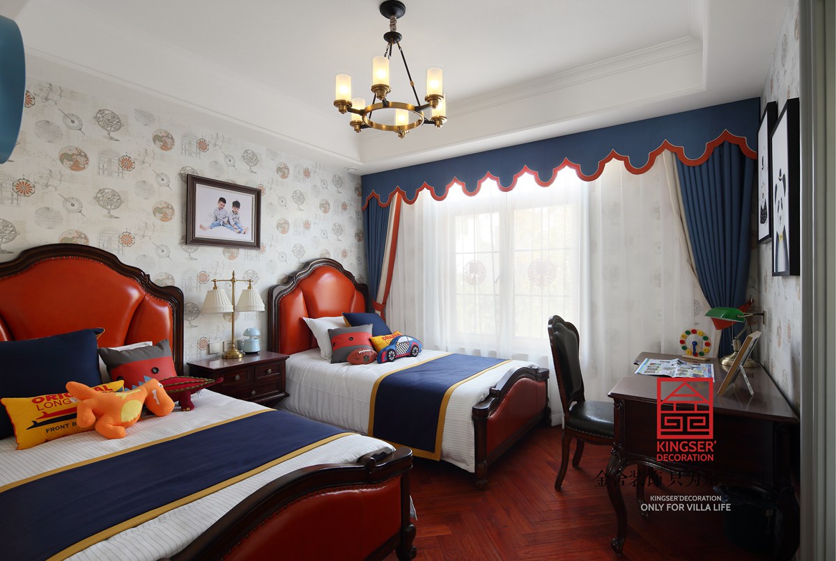 原河名墅600㎡新中式風格裝修兒童房實景圖案例