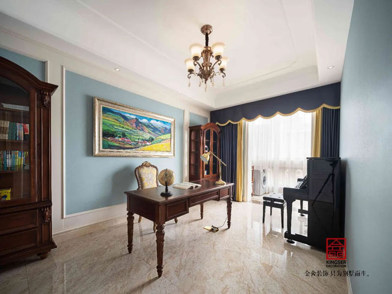 國際城小區300㎡歐式風格裝修案例書房設計實景圖