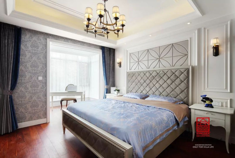 藍郡別墅裝修設計600㎡美式風格臥室設計實景圖