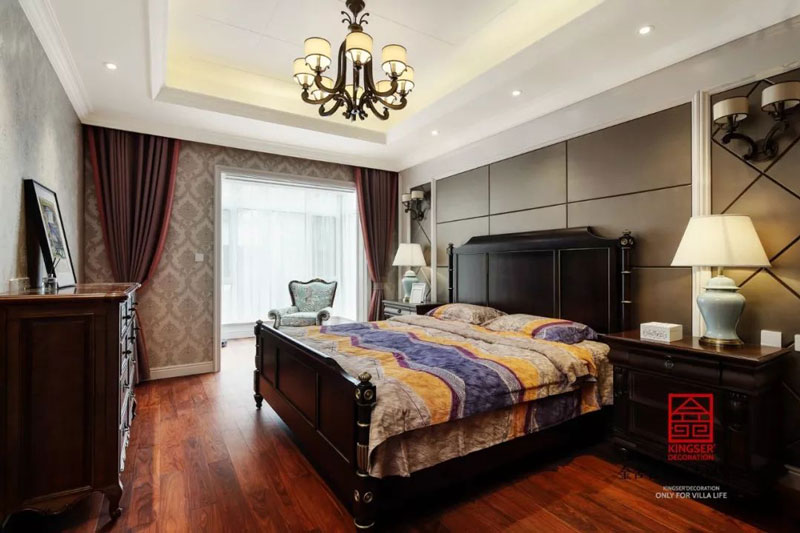 藍郡別墅裝修設計600㎡美式風格臥室設計實景圖