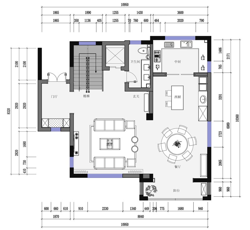西山林語365㎡一層平面布局圖 