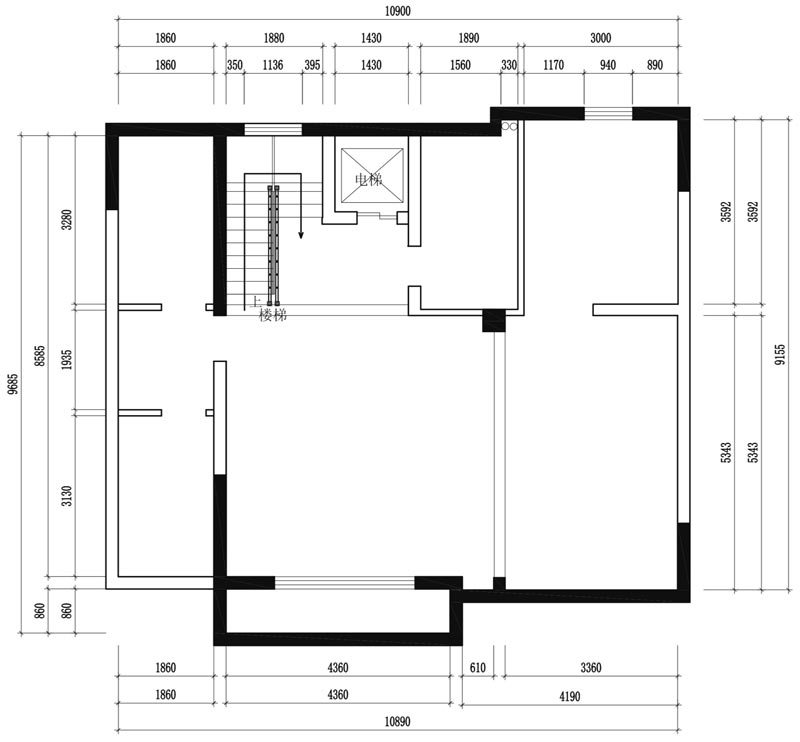 西山林語365㎡負(fù)一原始平面圖