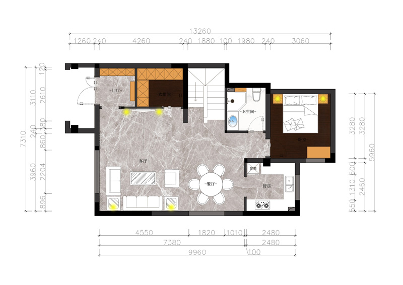 西山林語二期260平下疊戶型裝修設計