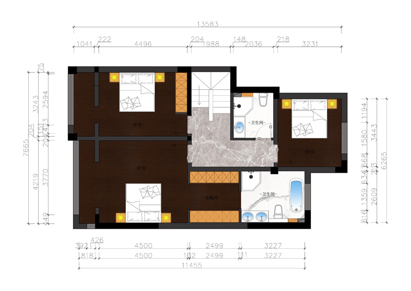 西山林語二期260平下疊戶型裝修設計