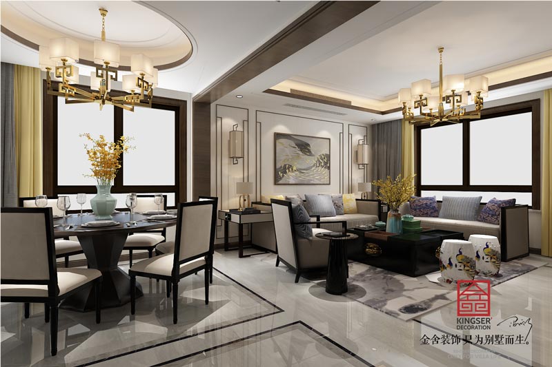 西山林語下疊裝修260平米輕奢風格效果圖