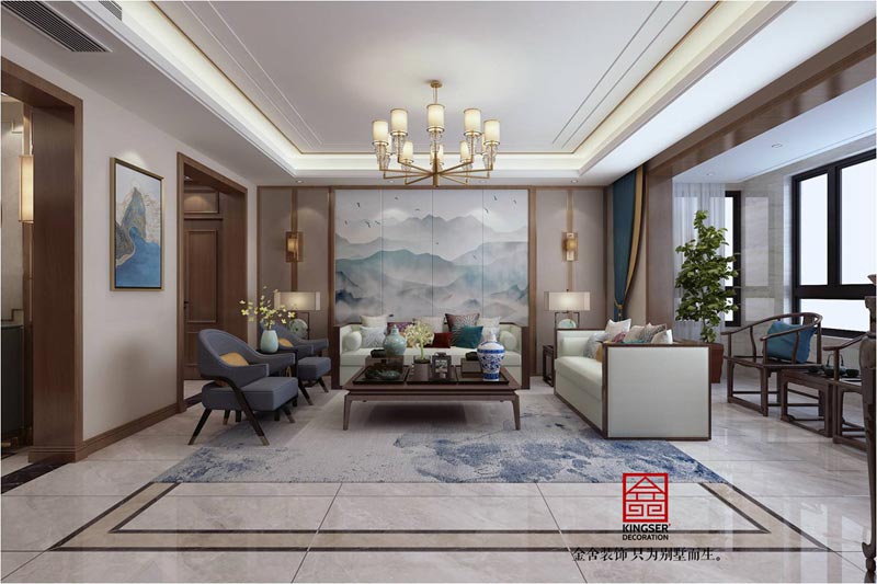 榮盛華府190平米中式風格裝修效果圖