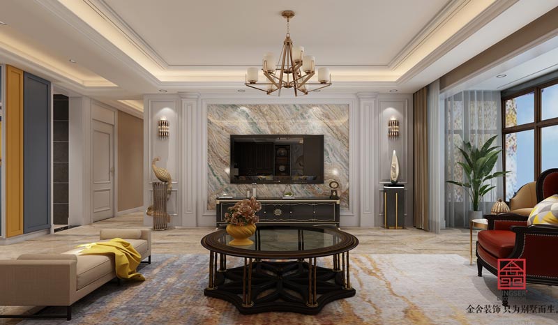 深州國賓壹號200平傳統美式風格裝修效果圖