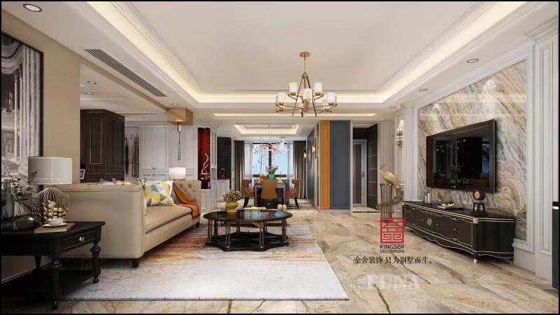 深州國賓壹號200平傳統美式風格裝修效果圖