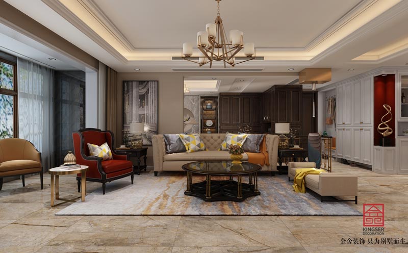 深州國賓壹號200平傳統美式風格裝修效果圖