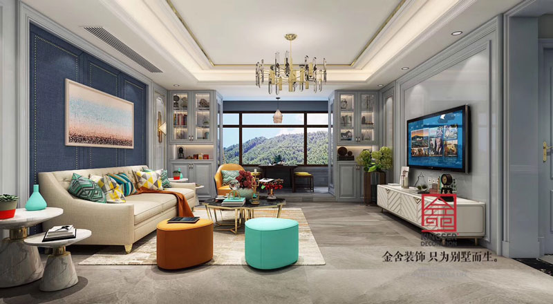 健康城160平米美式輕奢裝修設(shè)計(jì)效果圖