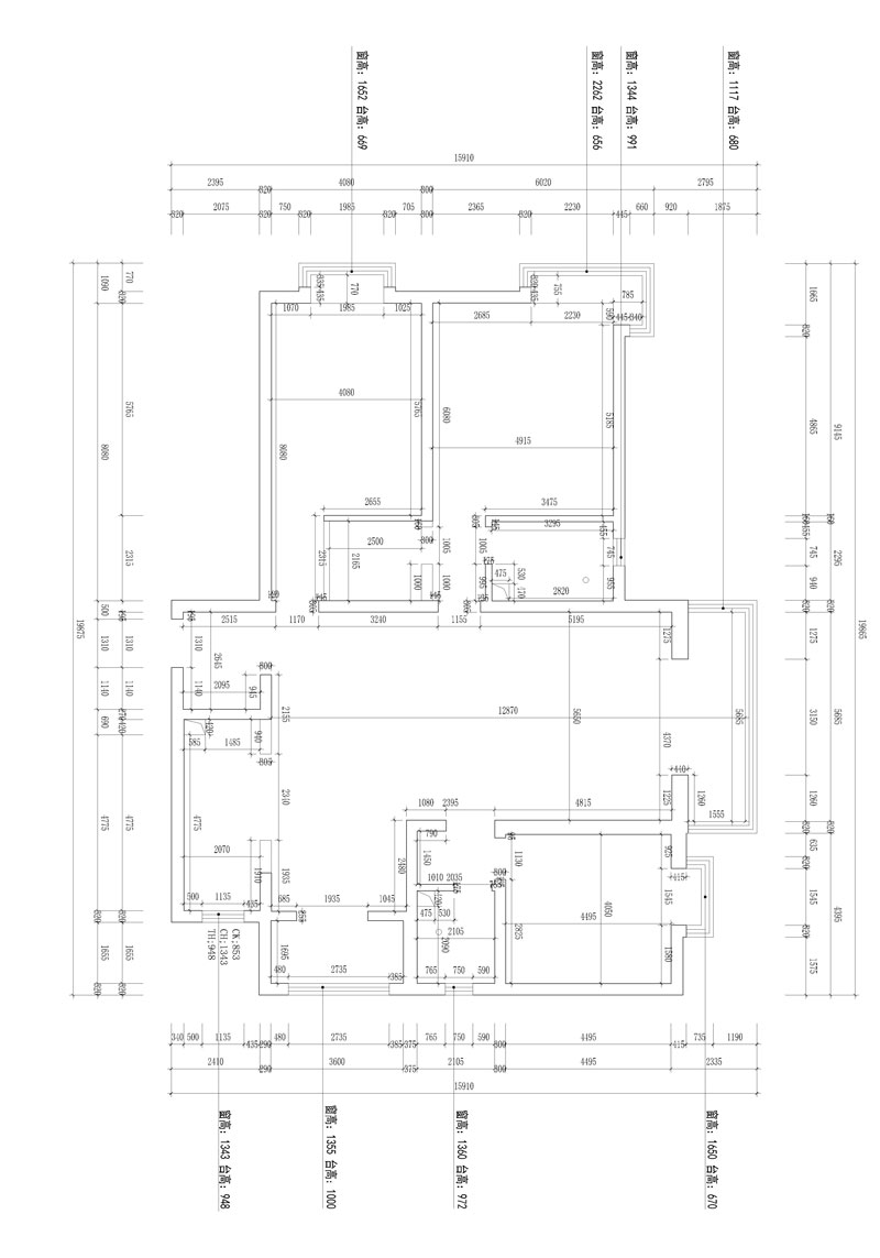 健康城160平米原始戶型圖
