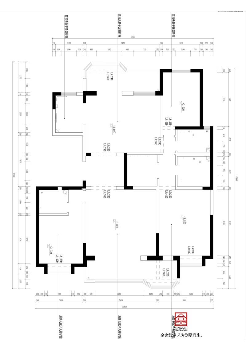 榮盛華府躍層裝修設計戶型優缺點-原始頂層平面圖