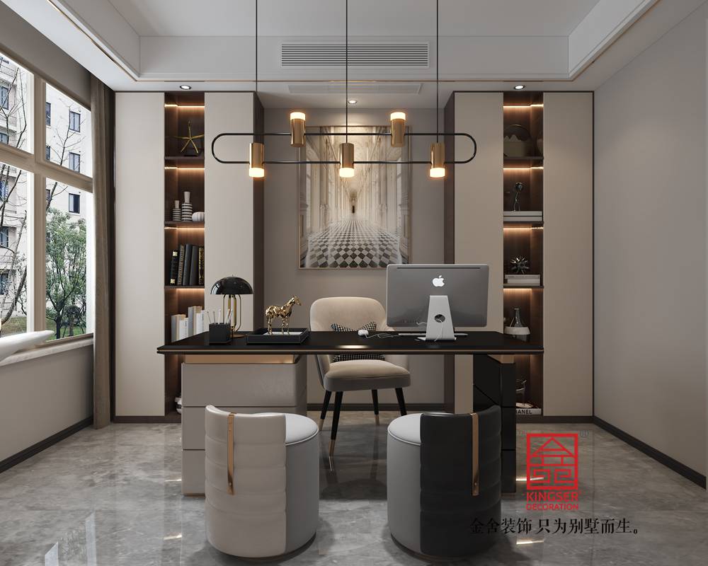 東南智匯城191平米美式輕奢風(fēng)格裝修-書(shū)房