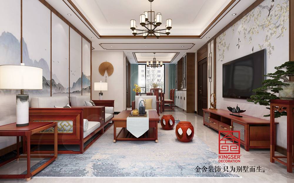 融創中心125平米新中式風格裝修-客廳