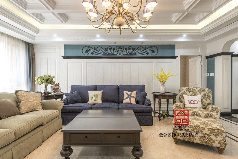 天山九峯美式風格客廳裝修實景圖