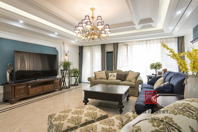 天山九峯美式風格客廳裝修實景圖