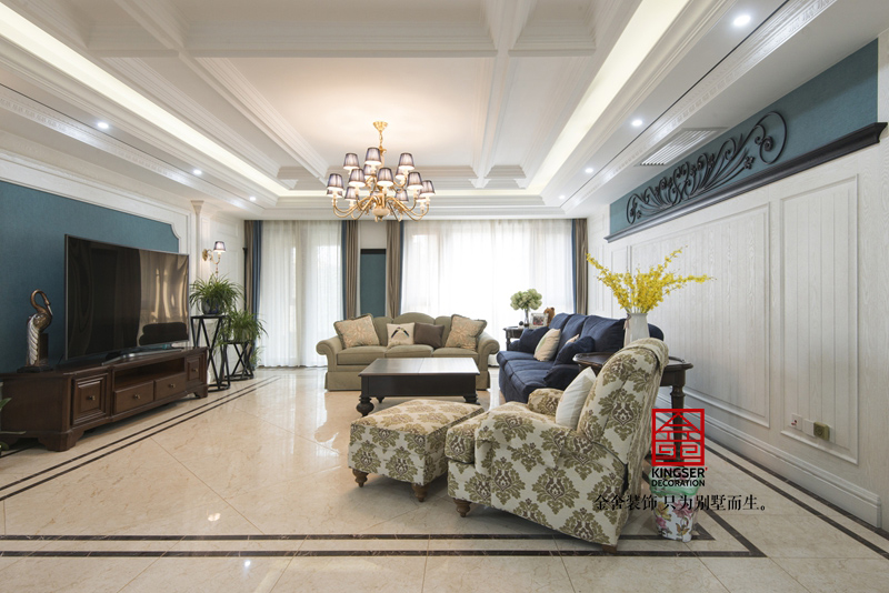 天山九峯美式風格客廳裝修實景圖