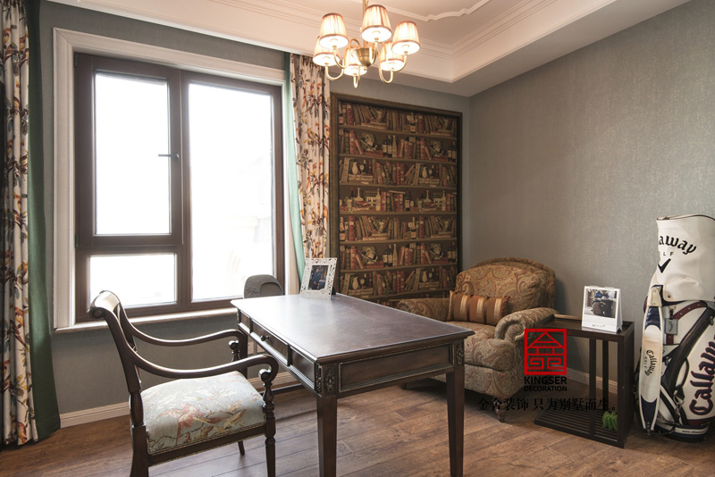 天山九峯美式風格書房裝修實景圖