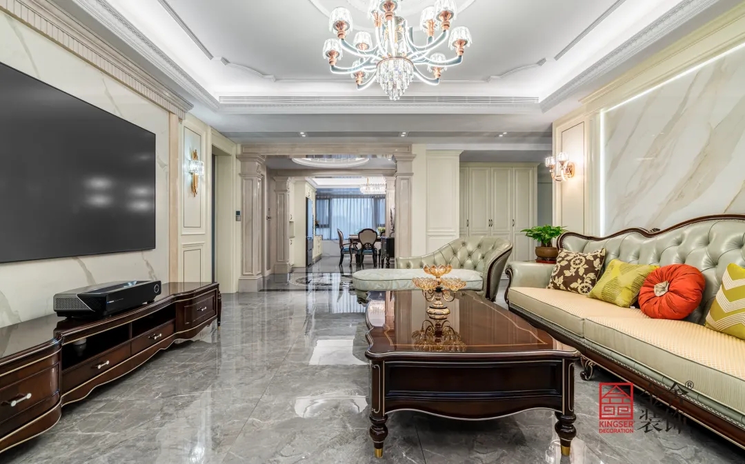 榮盛華府178平米新中式風格裝修實景-客廳