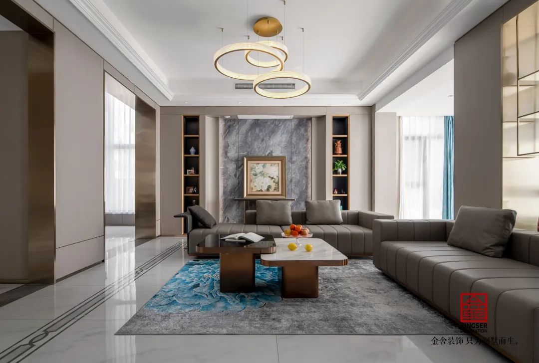 觀瀾壹號(hào)別墅500平米輕奢風(fēng)格裝修-客廳