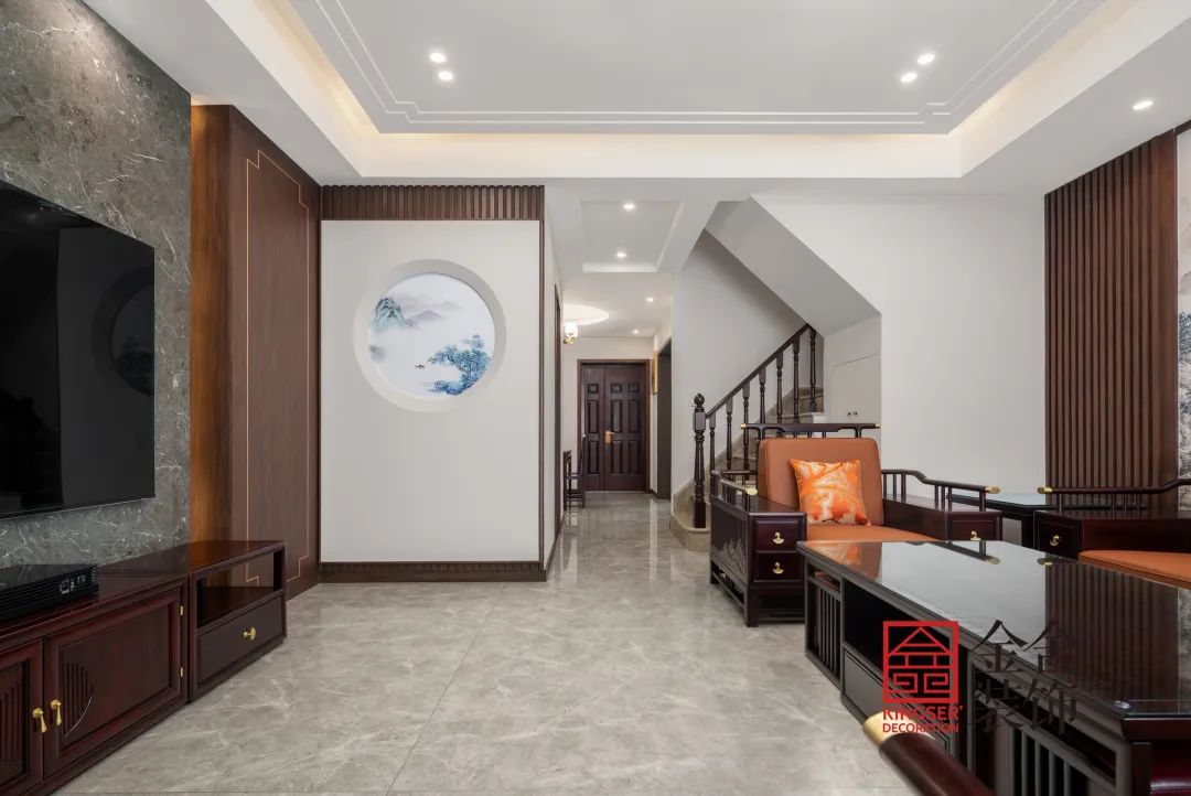 阿爾卡迪亞鹿府150平米新中式風格裝修-客廳