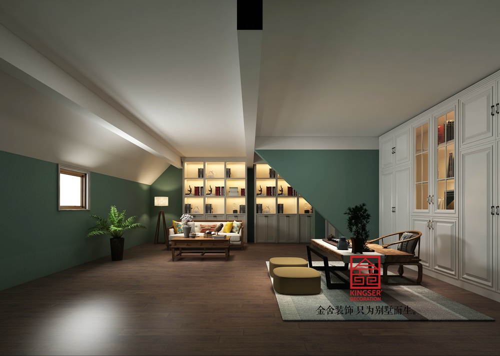 九里晴川144平米現代美式風格裝修-書房