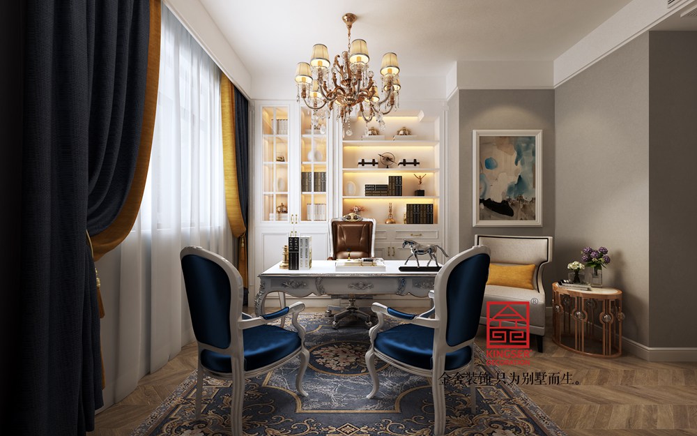 九里晴川142平米簡歐風格裝修-書房