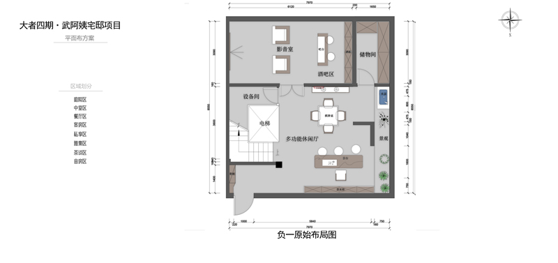 大者聯(lián)排別墅負(fù)一樓平面布局圖