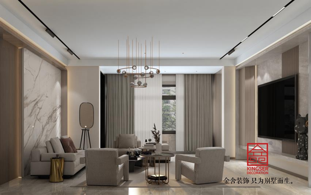 榮盛華府200平米現代簡約風格裝修-客廳