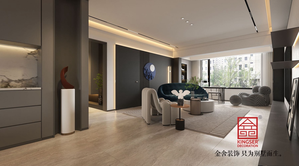 國仕山171平米現代簡約風格裝修-客廳