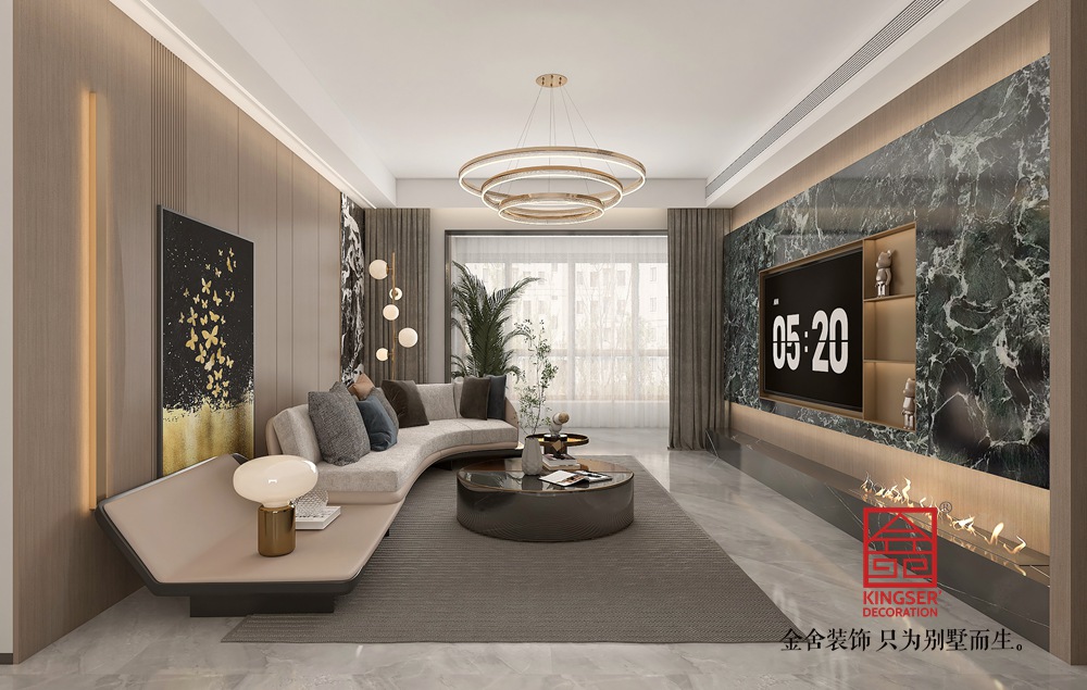 漢王府220平米意式輕奢風格裝修-客廳