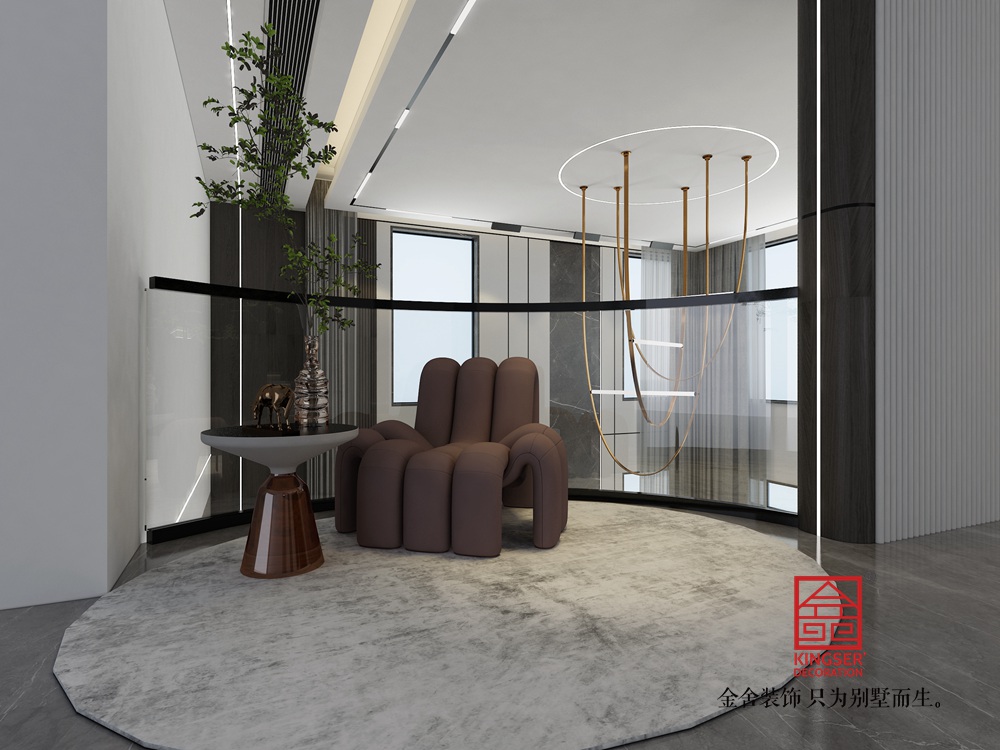 井陘自建別墅1000平米意式極簡風格裝修-休閑區