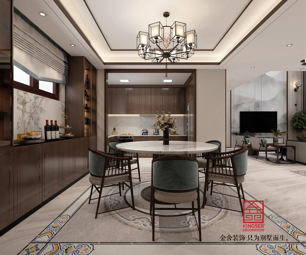 藁城自建別墅226平米新中式風格裝修-餐廳
