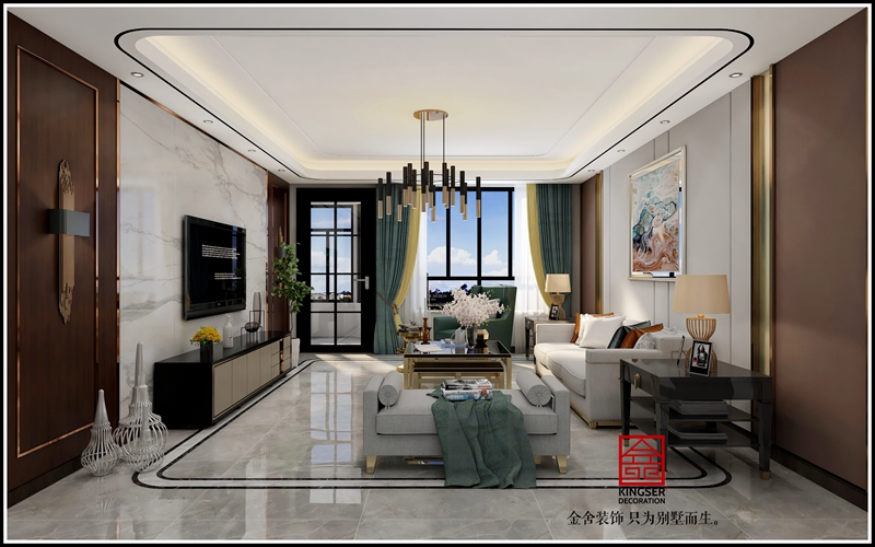 水榭花都180平米港式輕奢風格裝修效果圖