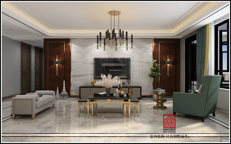 水榭花都180平米港式輕奢風格裝修效果圖