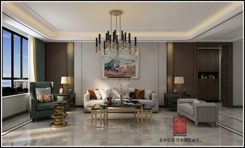 水榭花都180平米港式輕奢風格裝修效果圖