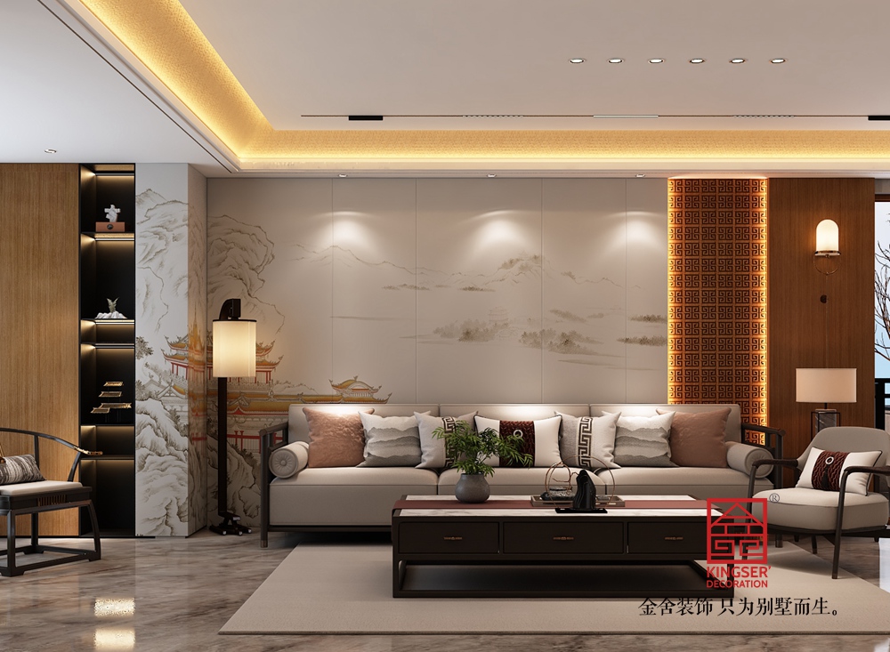 瑞凝府185平米新中式風格裝修-客廳