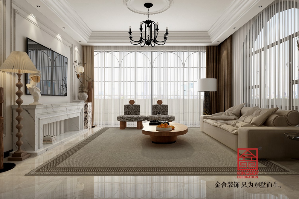 瑞凝府181平米簡歐風格裝修-客廳