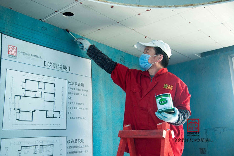 金舍裝飾東南智匯城191平瓦工在施工地現場