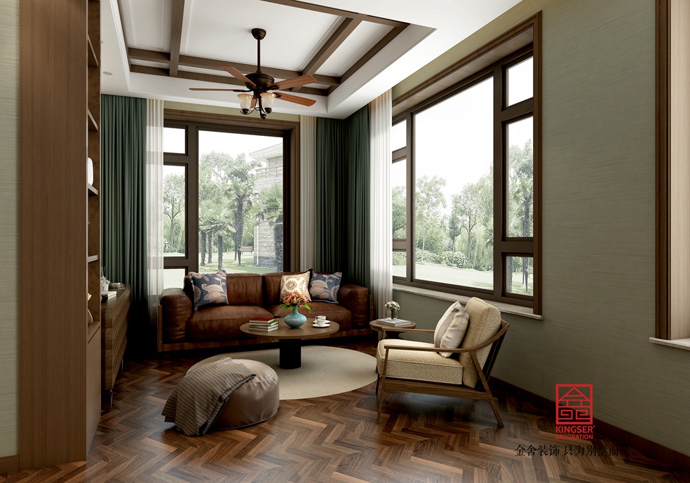 龍湖天宸原著250平米新中式風格裝修-休閑室