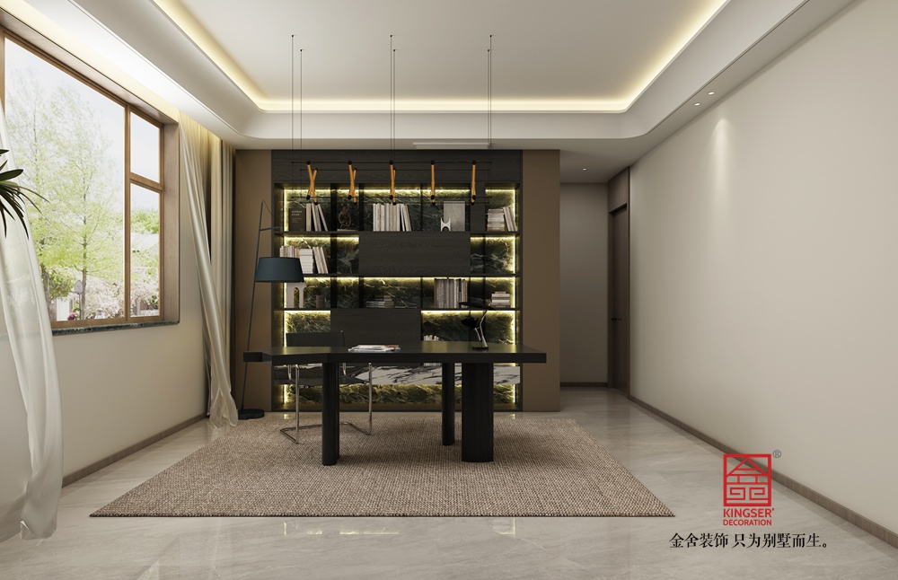 正定自建別墅260平米現(xiàn)代輕奢風(fēng)格裝修-書(shū)房